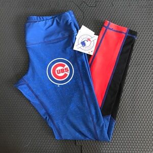 Chicago Cubs MLB Blue Red Black Capri Leggings Women's Medium New With Tags
